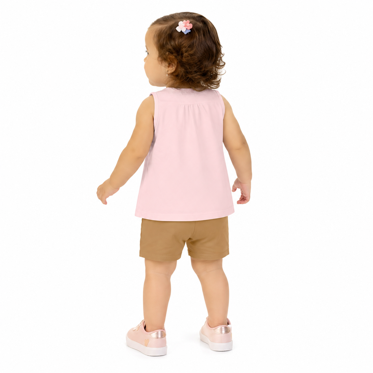 Conjunto Infantil Feminino Kyly Capivara Florida Regata e Shorts Algodão