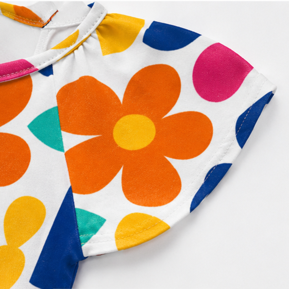 Vestido Infantil Feminino Kyly Floral Retrô Algodão