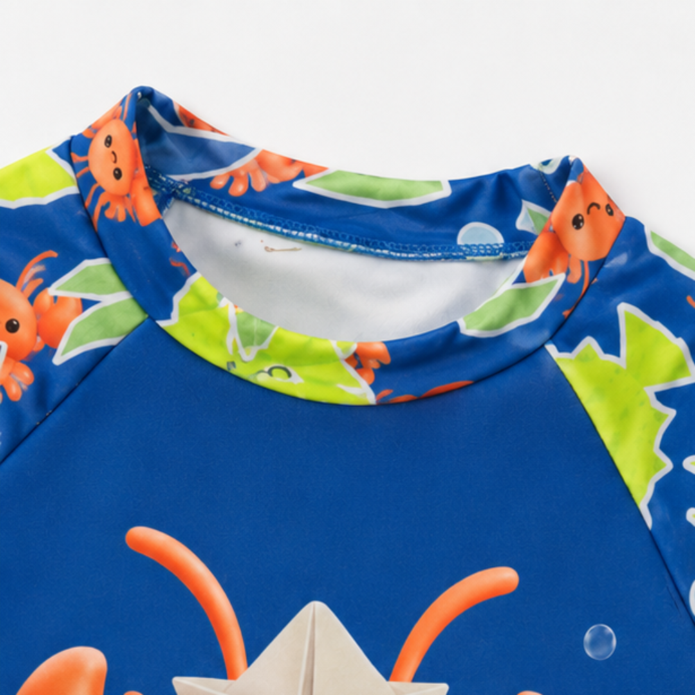 Conjunto de Praia Infantil Masculino Kamylus Tchibum Lagosta Proteção UV 50+ Dri-Fit com Sunga