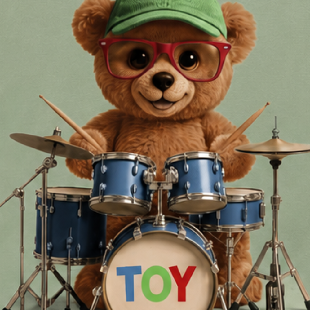Conjunto Infantil Masculino Kyly Ursinho Baterista Camiseta e Bermuda