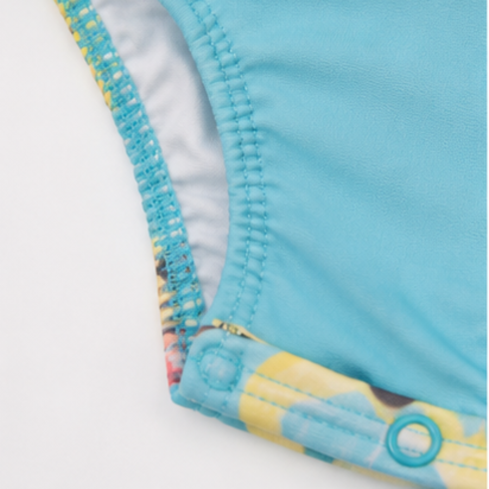 Maiô Manga Longa Infantil Baby Kamylus Tchibum Cachorrinha com Chapéu Proteção UV 50+ Dri-Fit