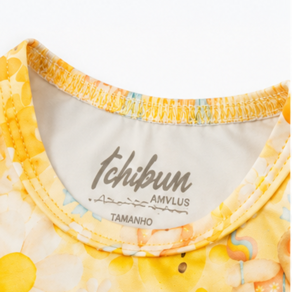 Conjunto Manga Longa Infantil Baby Kamylus Tchibum Coelhinha na Praia Proteção UV 50+ Dri-Fit