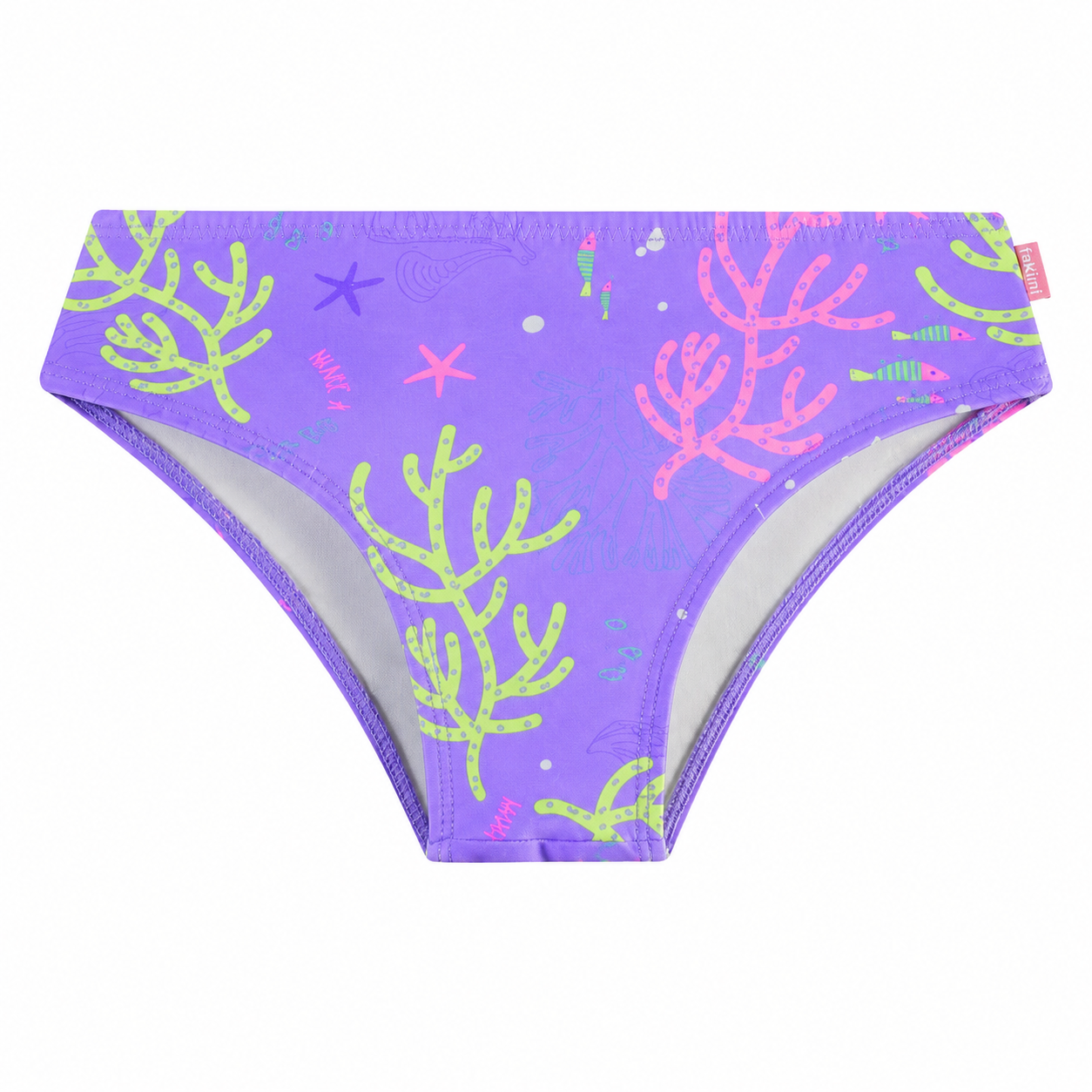 Conjunto Biquíni Infantil Feminino Kamylus Tchibum Fundo do Mar Estampado Proteção UV 50+ Dri-Fit