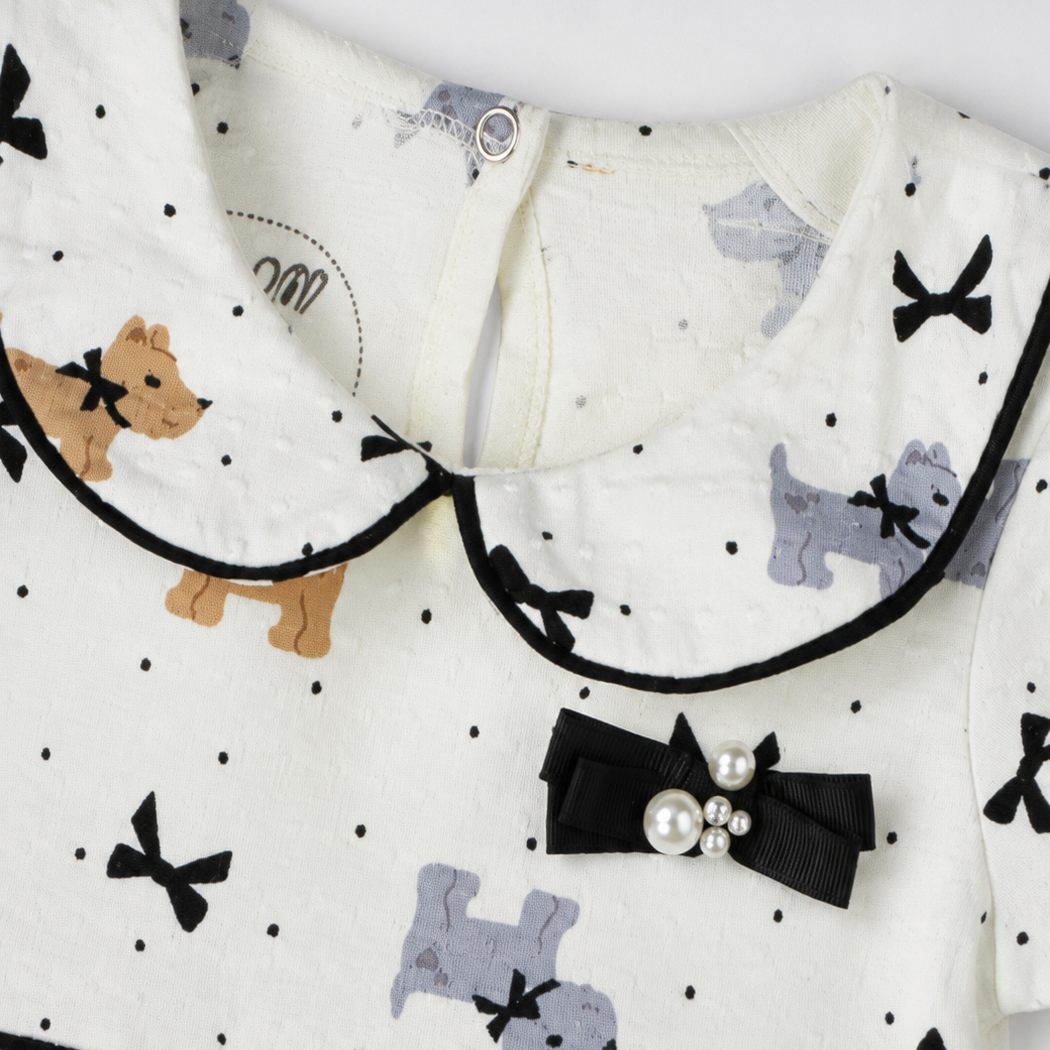 Vestido Infantil Alakazoo Cachorrinhos Malha Nikko Gola Boneca