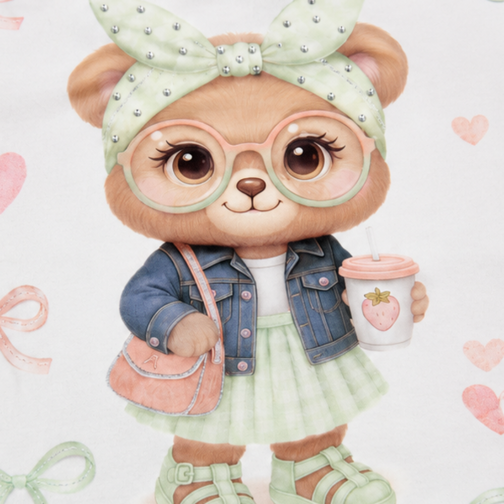 Blusa Infantil Feminina Alakazoo Ursinha Estilosa em Moletinho Leve
