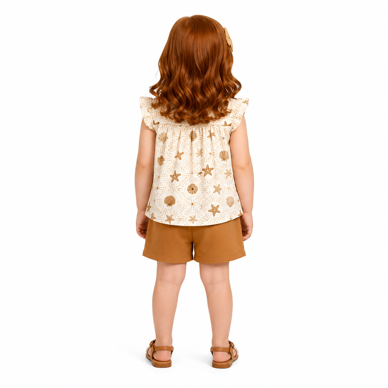 Conjunto Infantil Feminino Alakazoo Fundo do Mar Blusa Alcinha e Short Moletinho