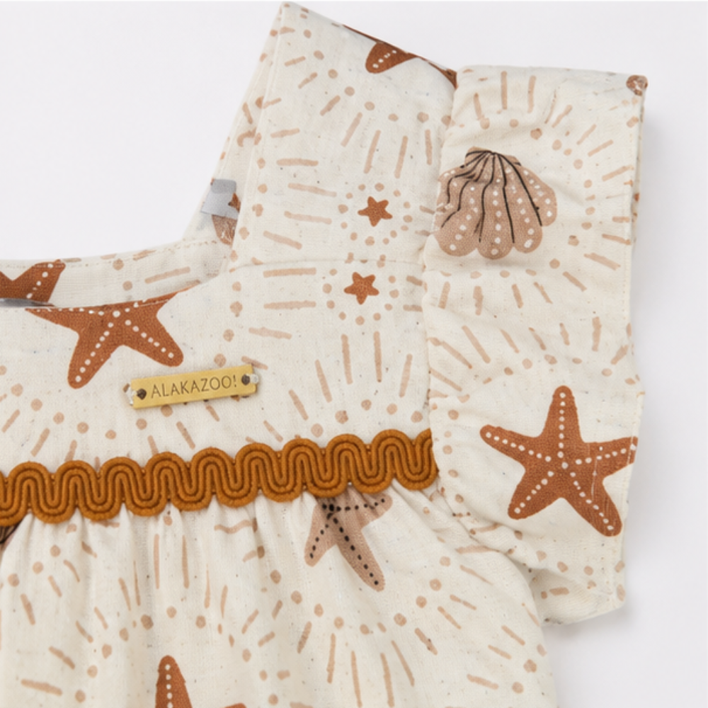 Conjunto Infantil Feminino Alakazoo Fundo do Mar Blusa Alcinha e Short Moletinho