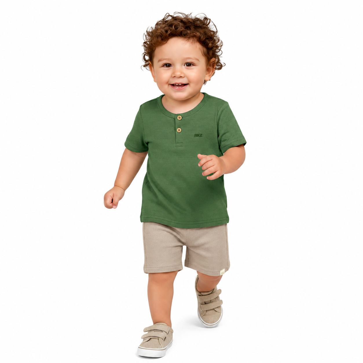 Conjunto Infantil Masculino Alakazoo Camiseta Henley e Bermuda