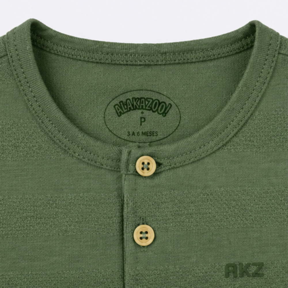 Conjunto Infantil Masculino Alakazoo Camiseta Henley e Bermuda