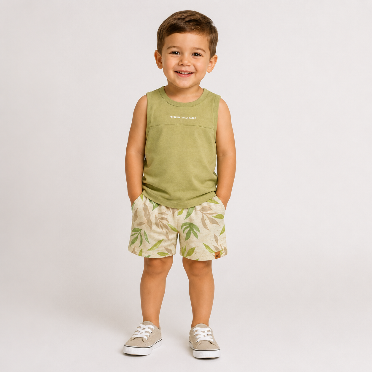 Conjunto Infantil Masculino Alakazoo Fresh Day Regata e Bermuda