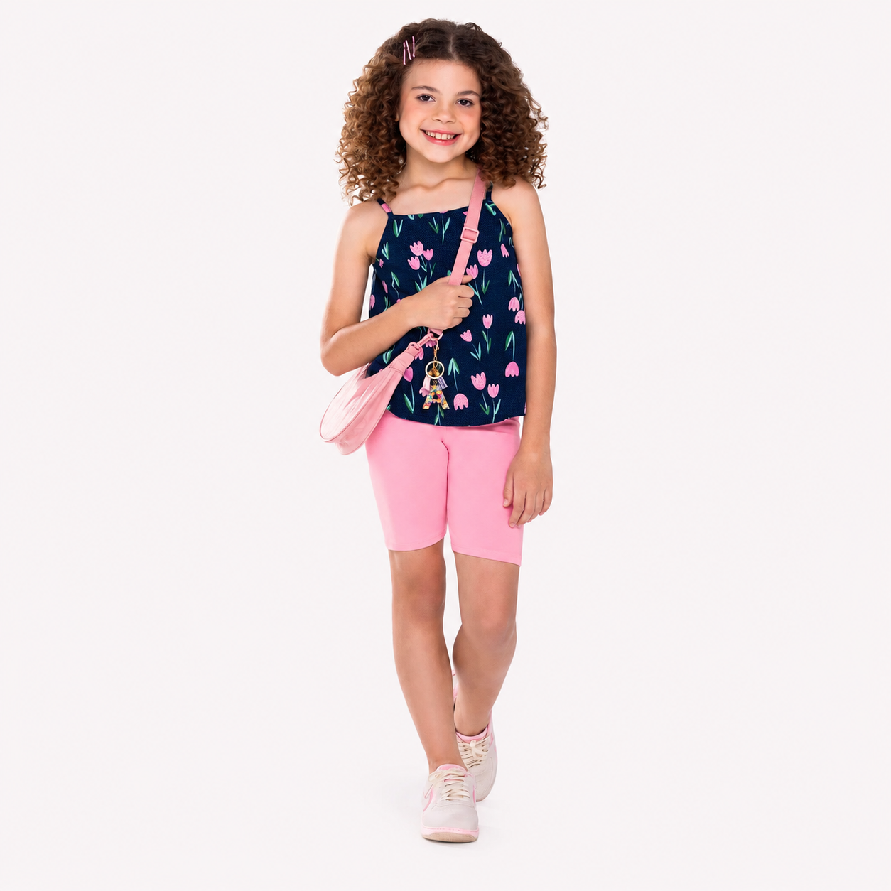 Conjunto Infantil Feminino Alakazoo Tulipas Blusa Alcinha e Short
