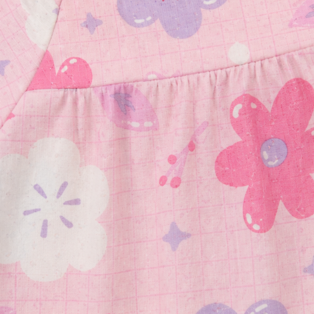 Vestido Infantil Alakazoo Flores Malha Nikko Casual