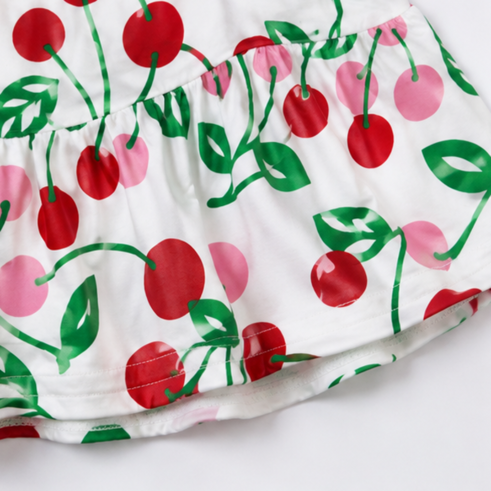 Vestido Infantil Feminino Kyly Cerejas Alcinha Verão