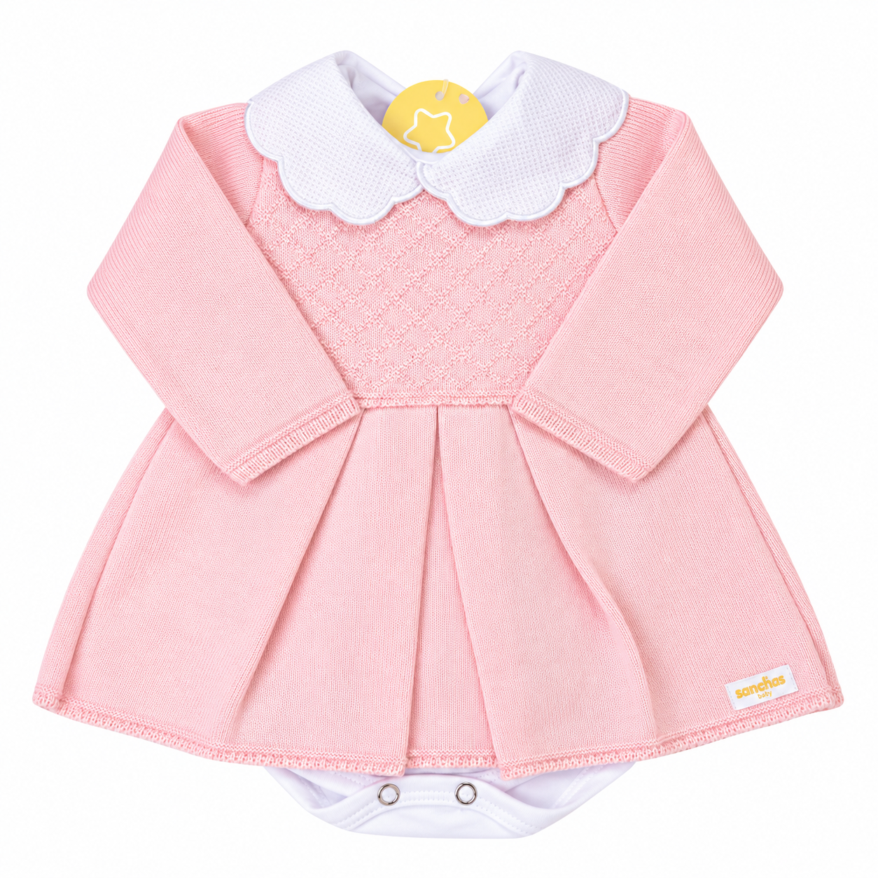 Kit Vestidinho Sanches Baby em Tricot 5 Peças