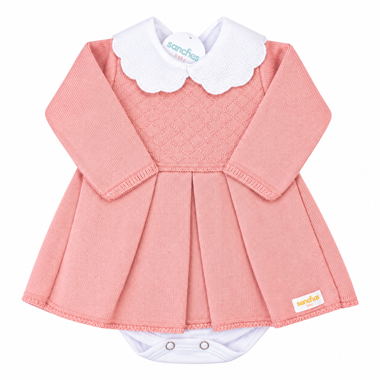 Kit Vestidinho Sanches Baby em Tricot 5 Peças