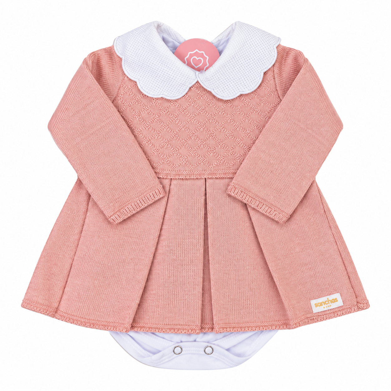 Kit Vestidinho Sanches Baby em Tricot 5 Peças