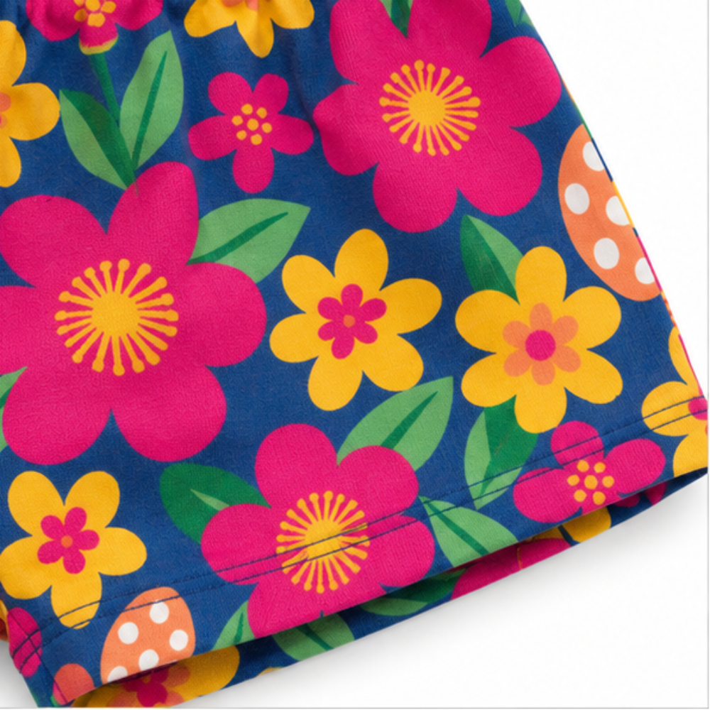 Conjunto Infantil Feminino Kyly Flores Blusa e Short
