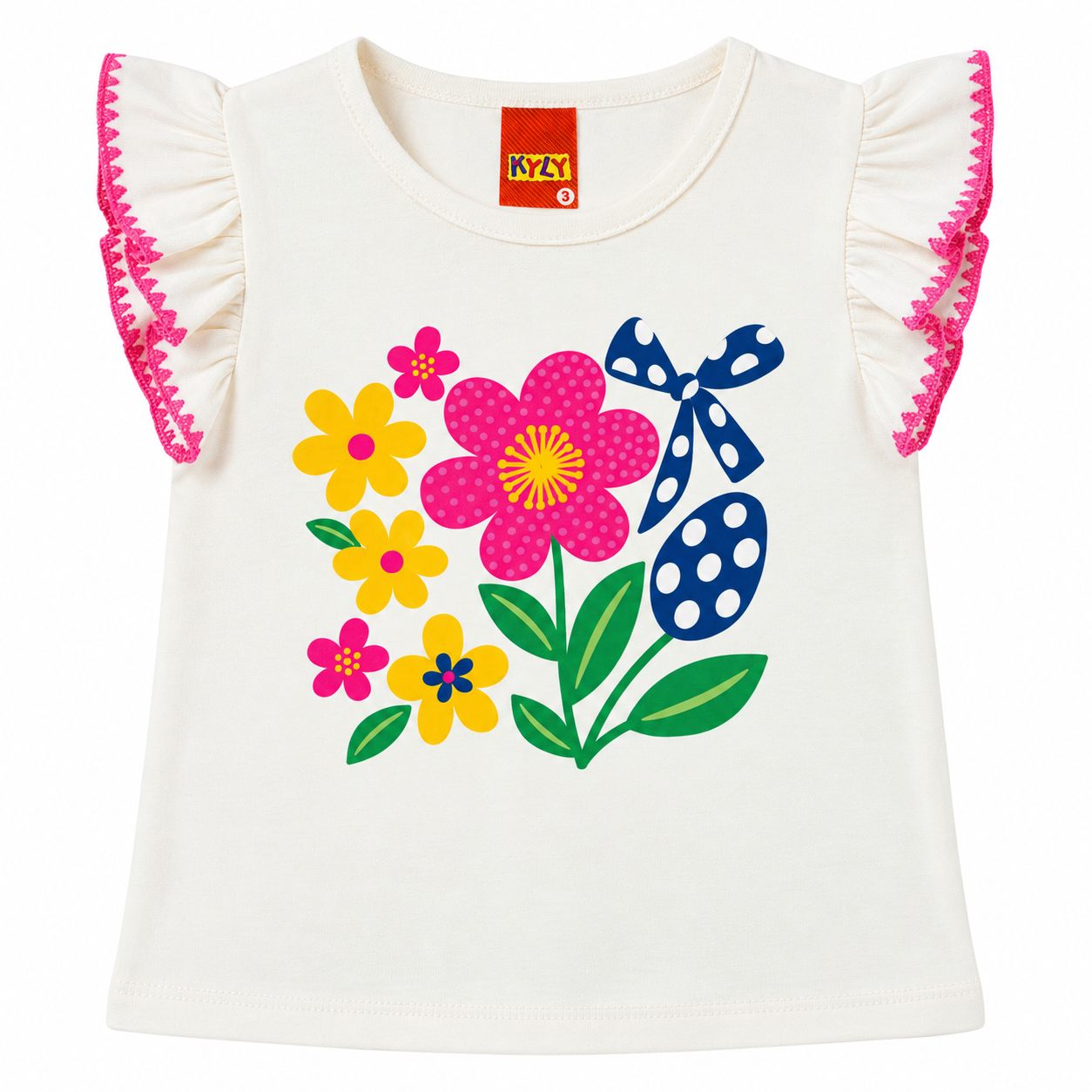 Conjunto Infantil Feminino Kyly Flores Blusa e Short