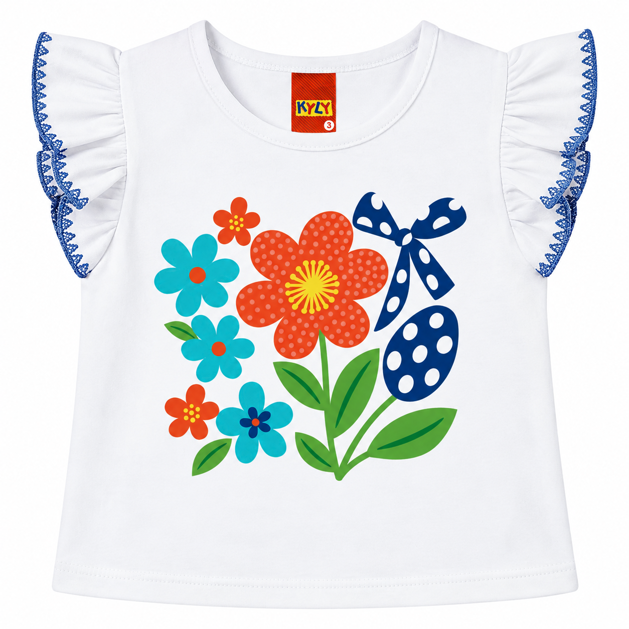 Conjunto Infantil Feminino Kyly Flores Blusa e Short