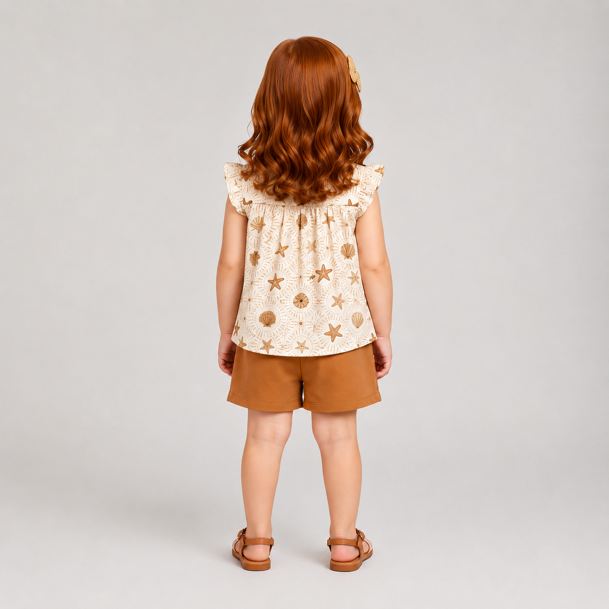 Conjunto Infantil Feminino Alakazoo Fundo do Mar Blusa Alcinha e Short Moletinho