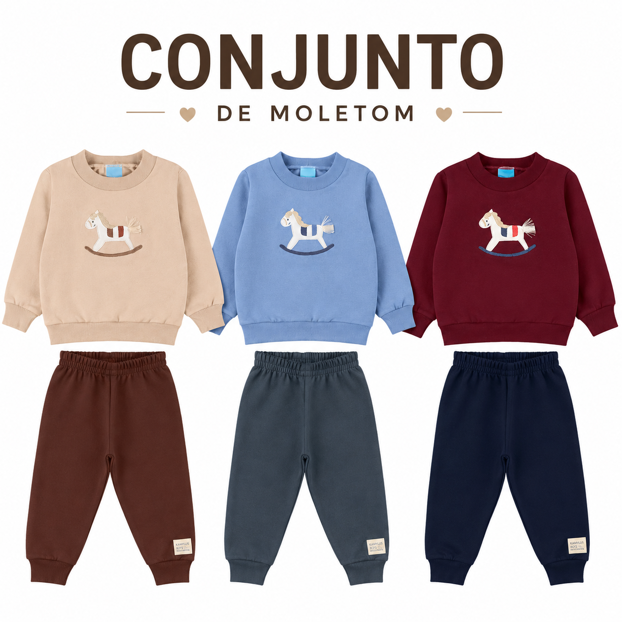 Conjunto Moletom Infantil Masculino Kamylus Cavalinho de Balanço