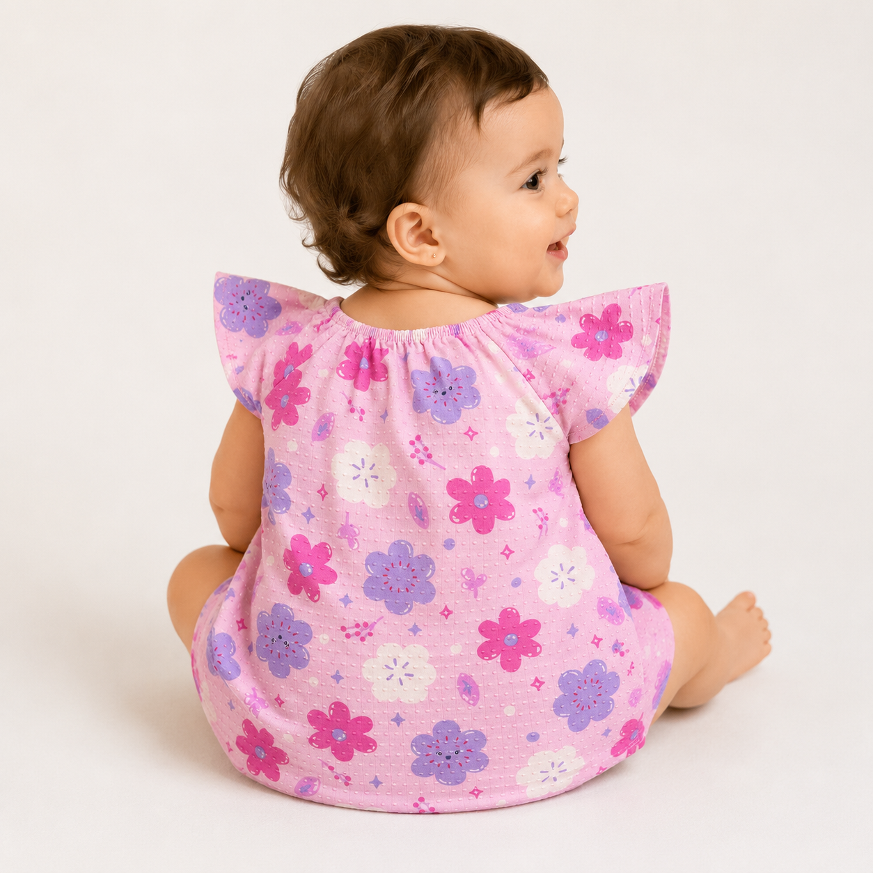 Vestido Infantil Alakazoo Flores Malha Nikko Casual