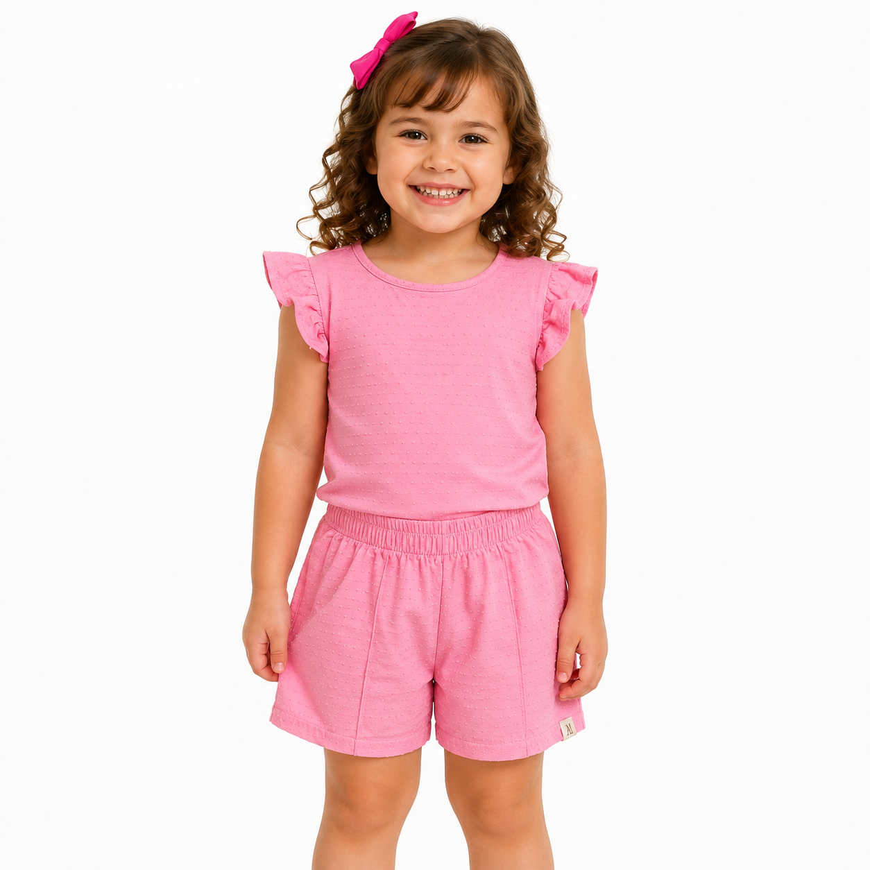 Conjunto Infantil Feminino Alakazoo Blusa e Short Texturizado Casual