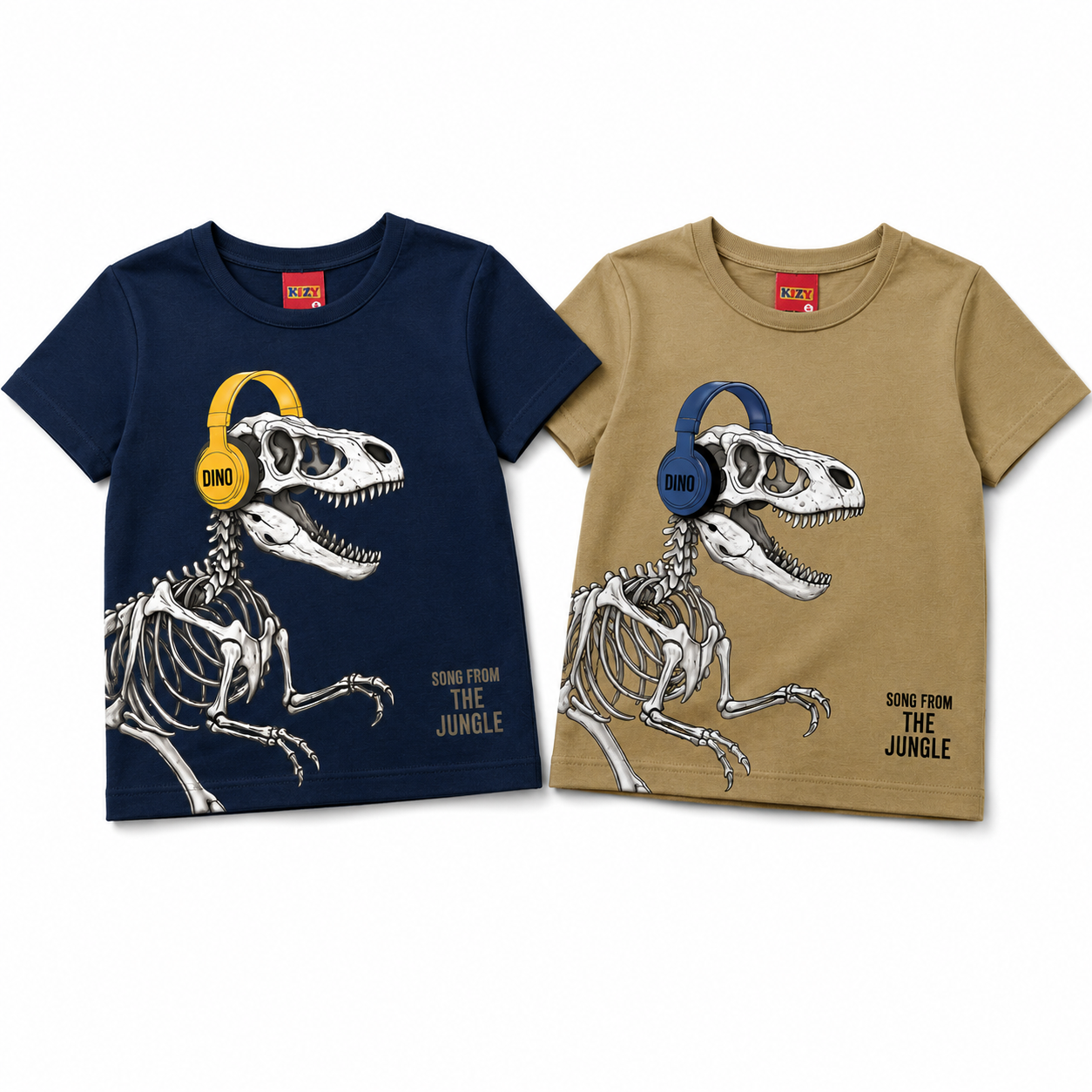 Camiseta Manga Longa Masculina Kyly Dino de Fone Infantil
