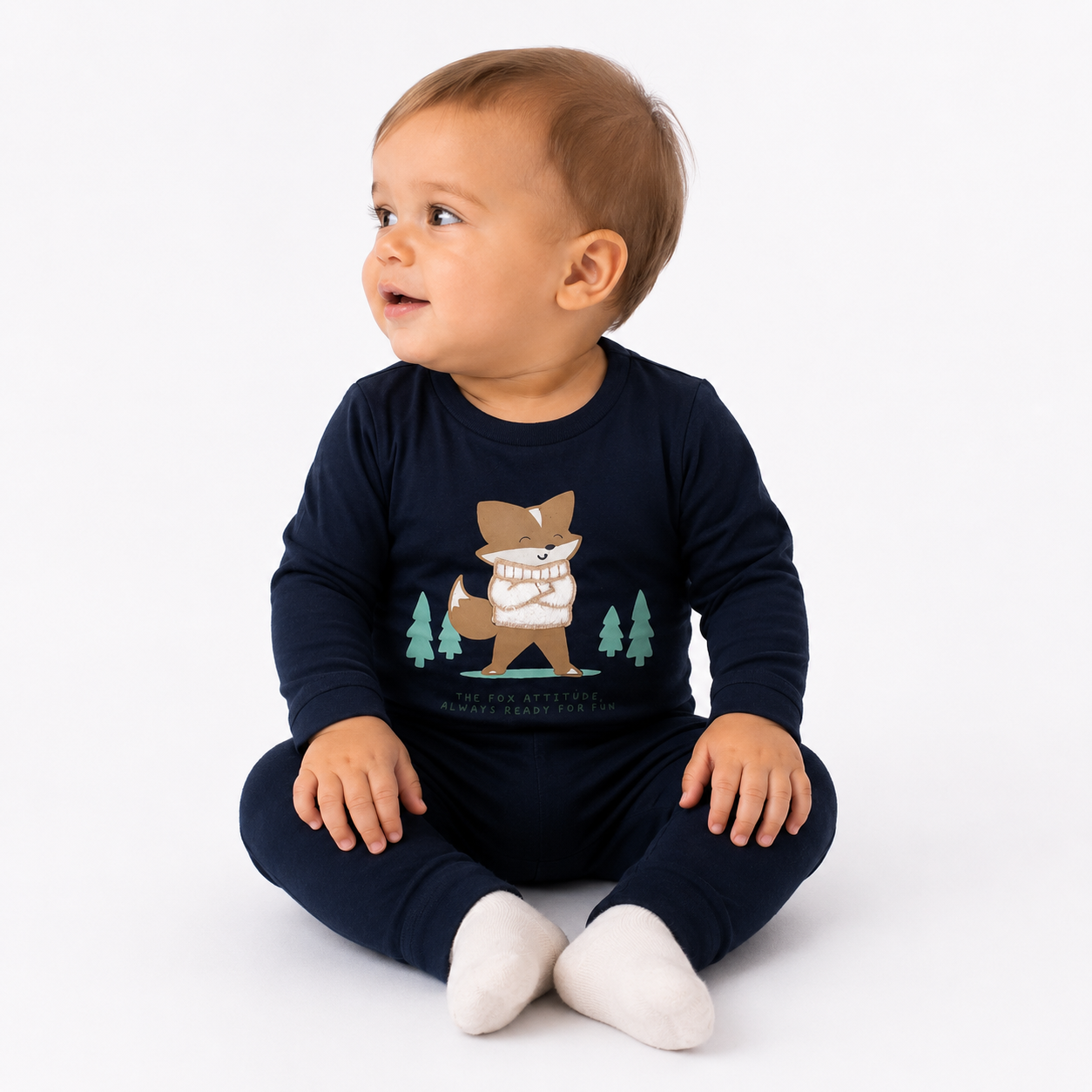 Camiseta Manga Longa Masculina Brincar e Arte Raposa The Fox Malha Flame