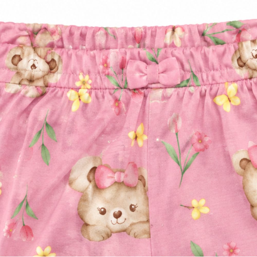 Conjunto Feminino Kyly Bebê Ursinha e Borboletas Body e Tapa-Fraldas 