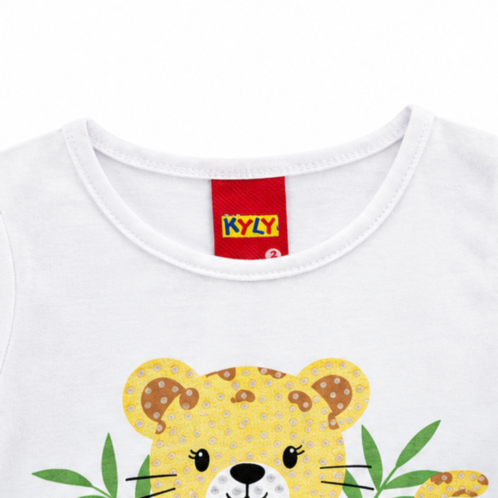 Conjunto Feminino Bebê Kyly Oncinha com Strass