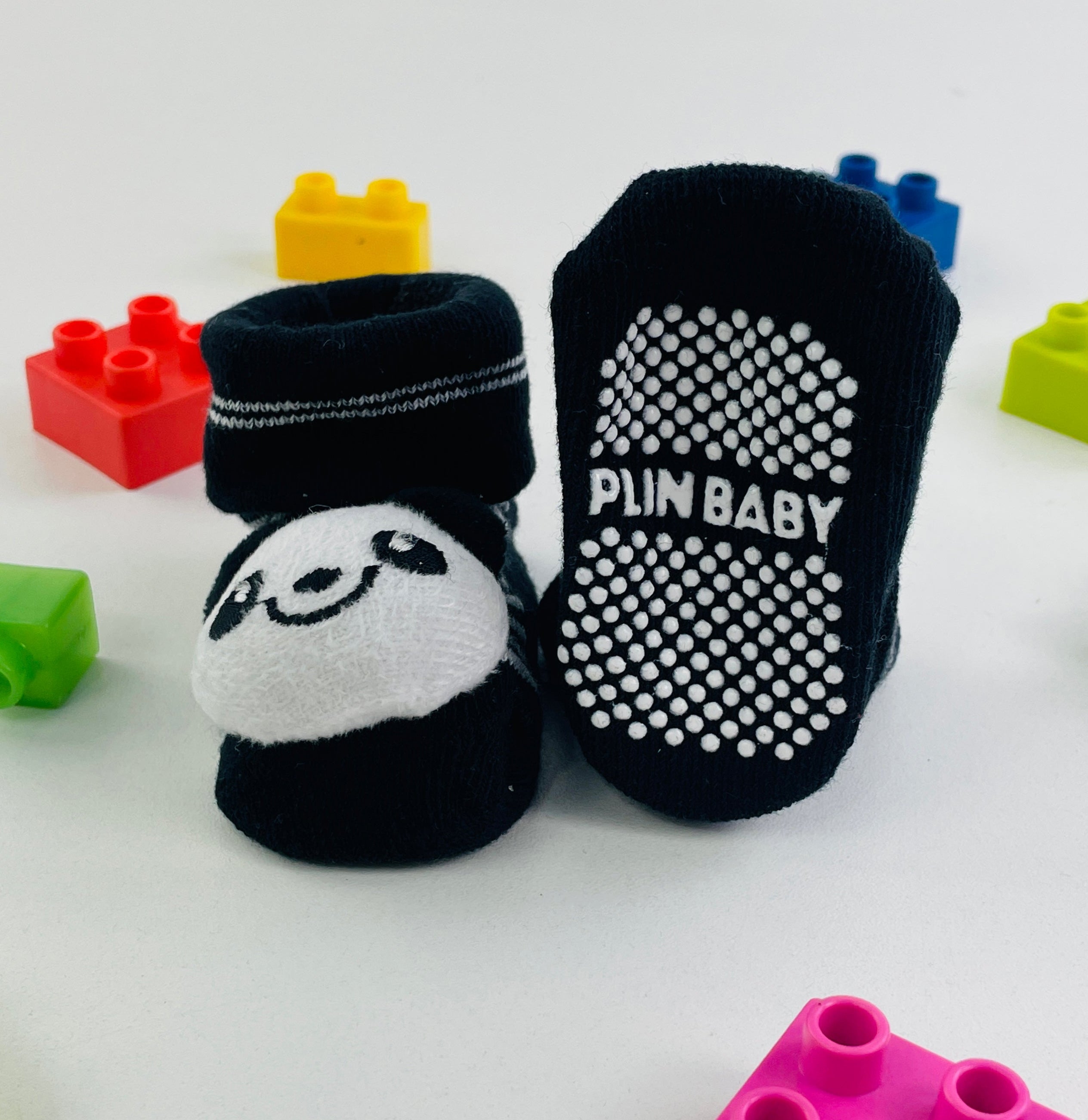Meia Bichinhos Plin Baby Panda Antiderrapante - Preto