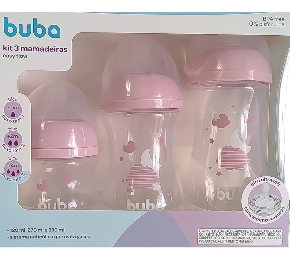 Mamadeiras Buba Easy Flow Nuvem Com 3 Unidades