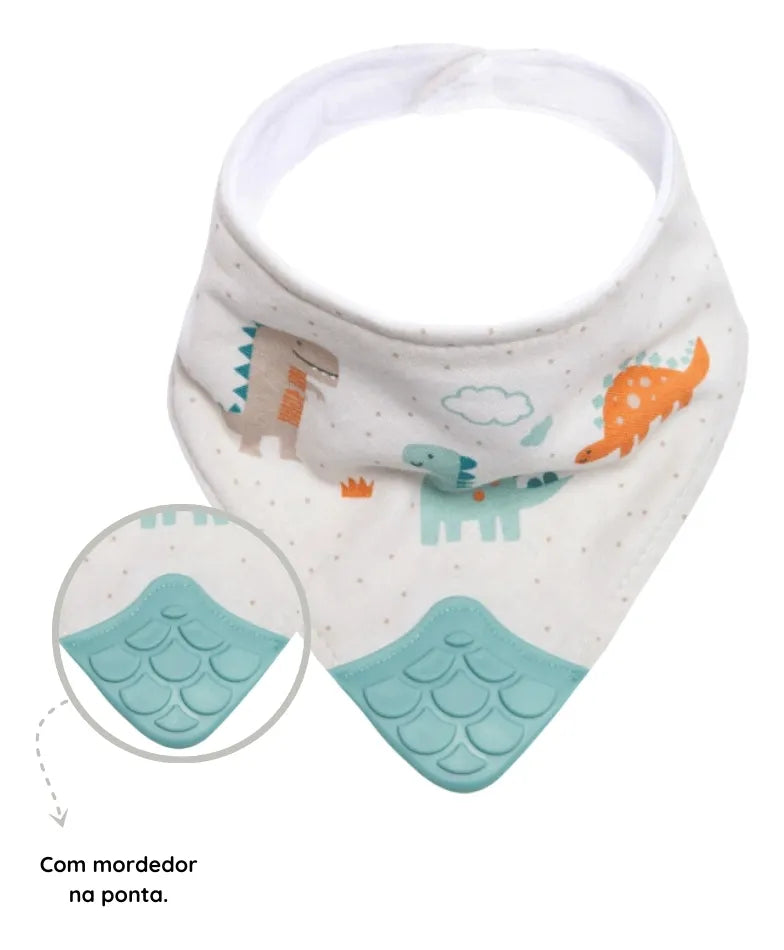 Babador Bandana Infantil Buba Magic com Mordedor de Silicone 4m+