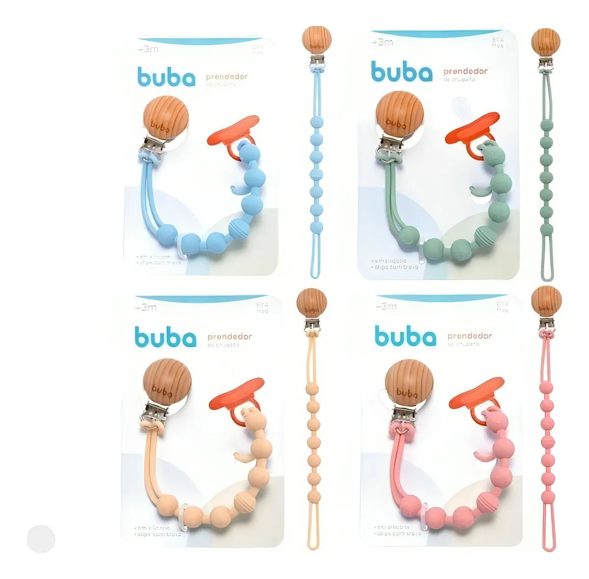 Prendedor de Chupeta Buba Bolinhas em Silicone +3M