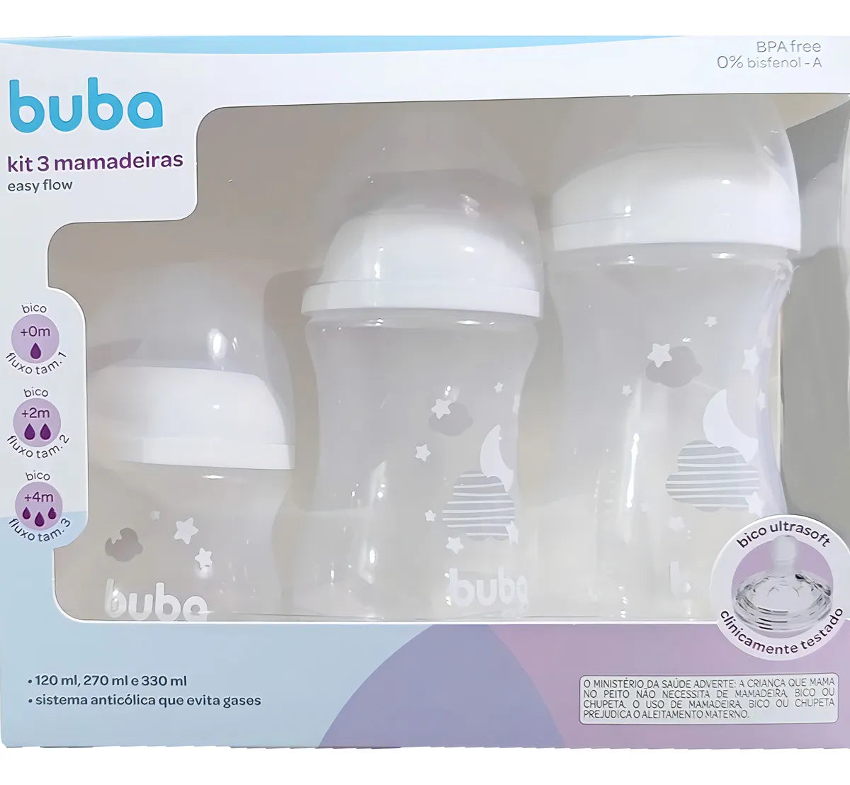 Mamadeiras Buba Easy Flow Nuvem Com 3 Unidades