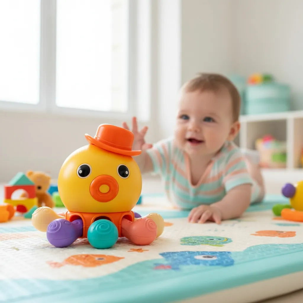 Polvinho Buba de Atividades +6M — Sensorial, Giratório, Com Buzina e Tentáculos Interativos