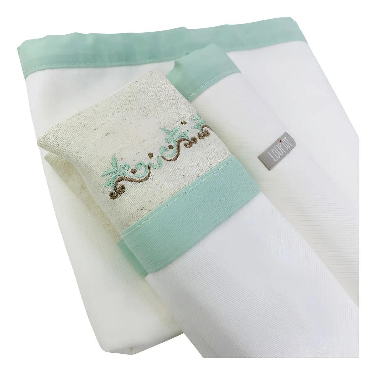 Kit Manta Cueiro Loupiot Nature Bordado Rolinho com 3 Peças 80x80 cm 100% Algodão