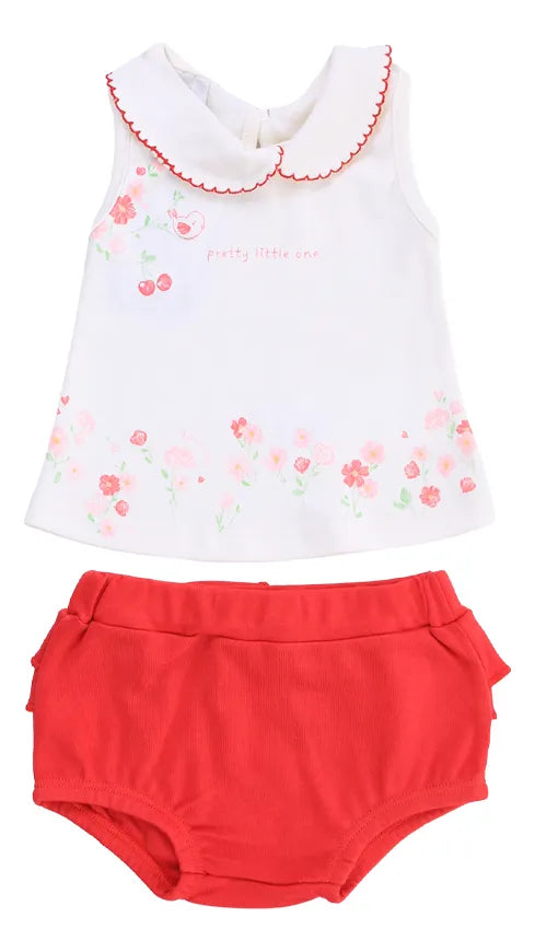 Conjunto Bebê Feminino Kiko Baby Pretty Little One - Regata Bordada com Cobre Fralda