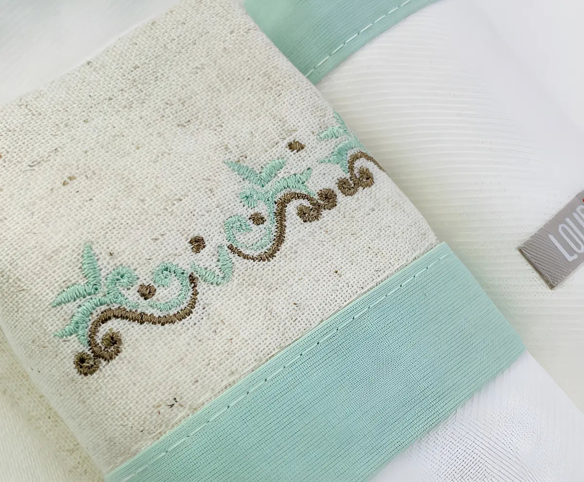 Kit Manta Cueiro Loupiot Nature Bordado Rolinho com 3 Peças 80x80 cm 100% Algodão