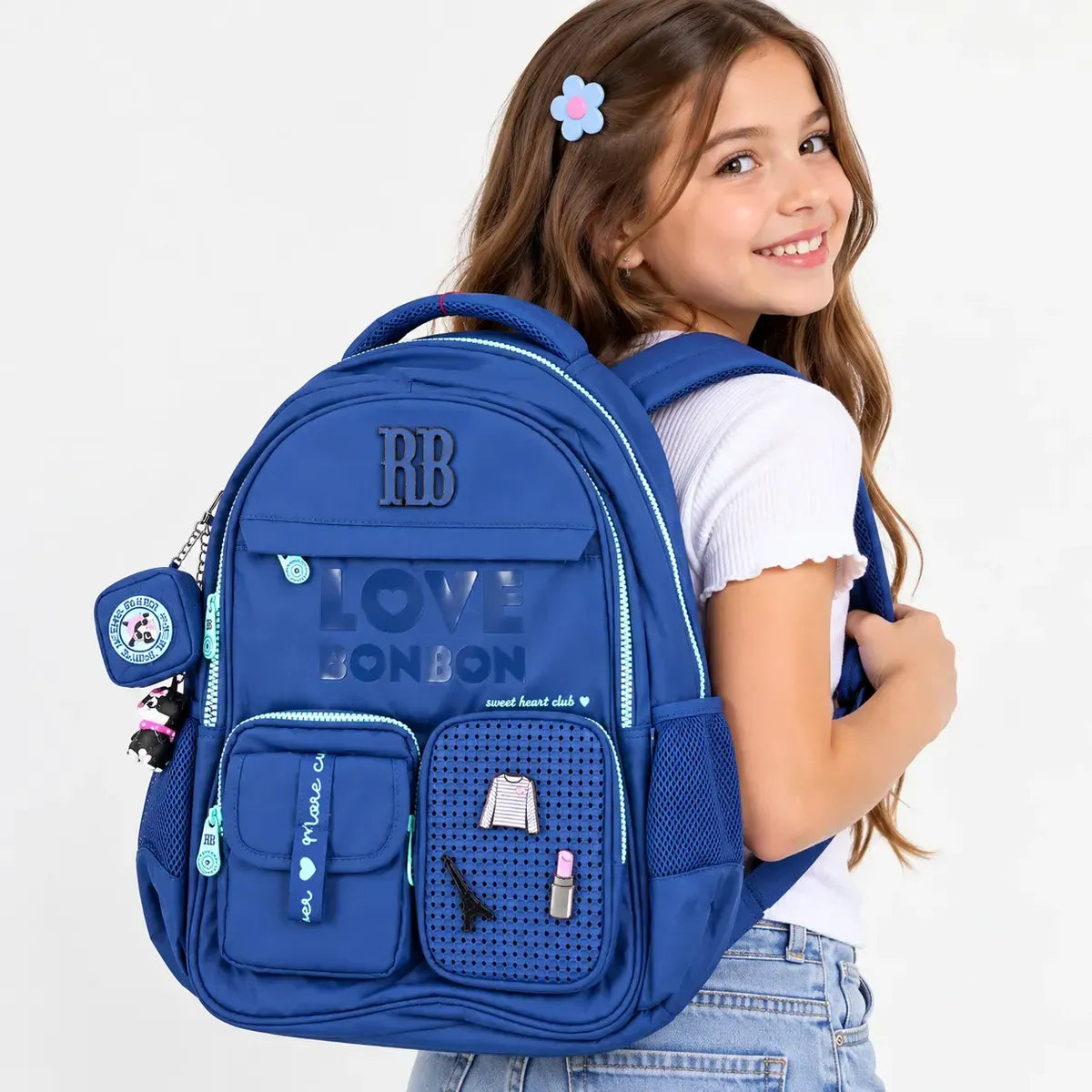 Kit Mochila de Costas Rebecca Bonbon Love 17,5 Oficial com Estojo