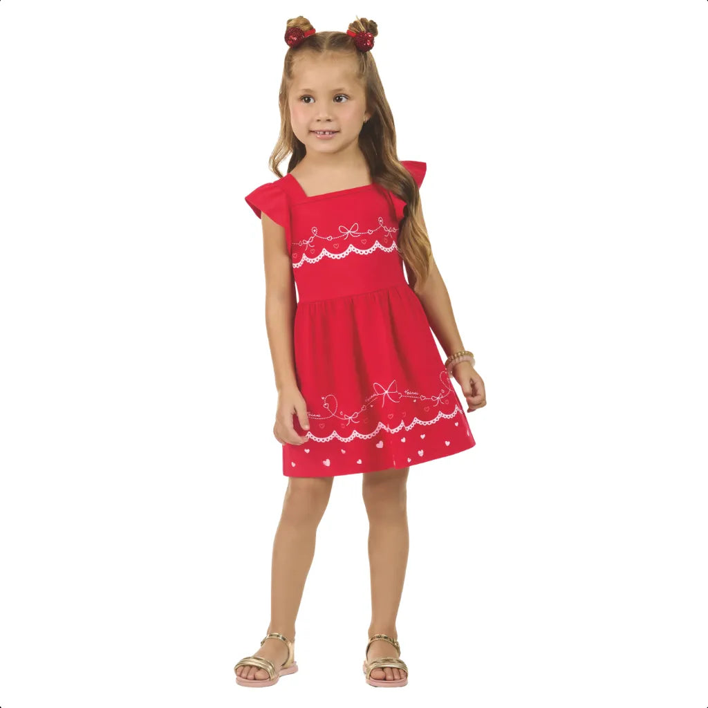 Vestido Infantil Kaiani Lacinhos e Corações – delicadeza e conforto para meninas