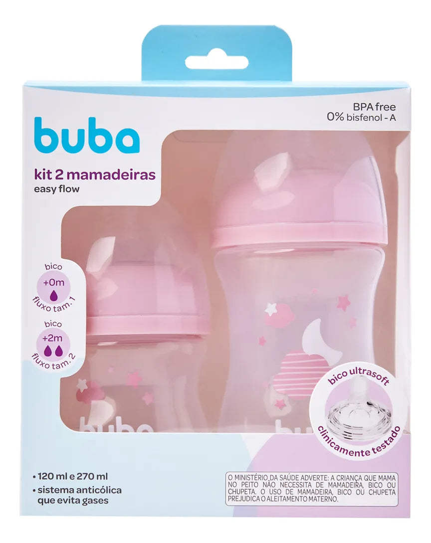 Kit Mamadeiras Buba Easy Flow Nuvem 2 Peças