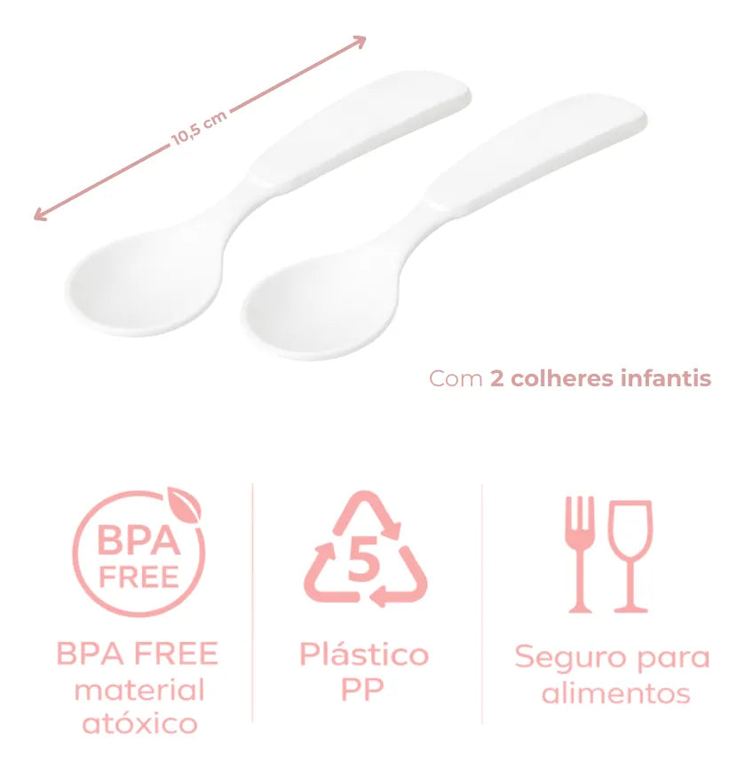 Kit Refeição Infantil Plasútil Jardim Encantado 5 Peças Livre de BPA