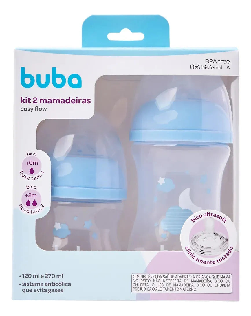 Kit Mamadeiras Buba Easy Flow Nuvem 2 Peças