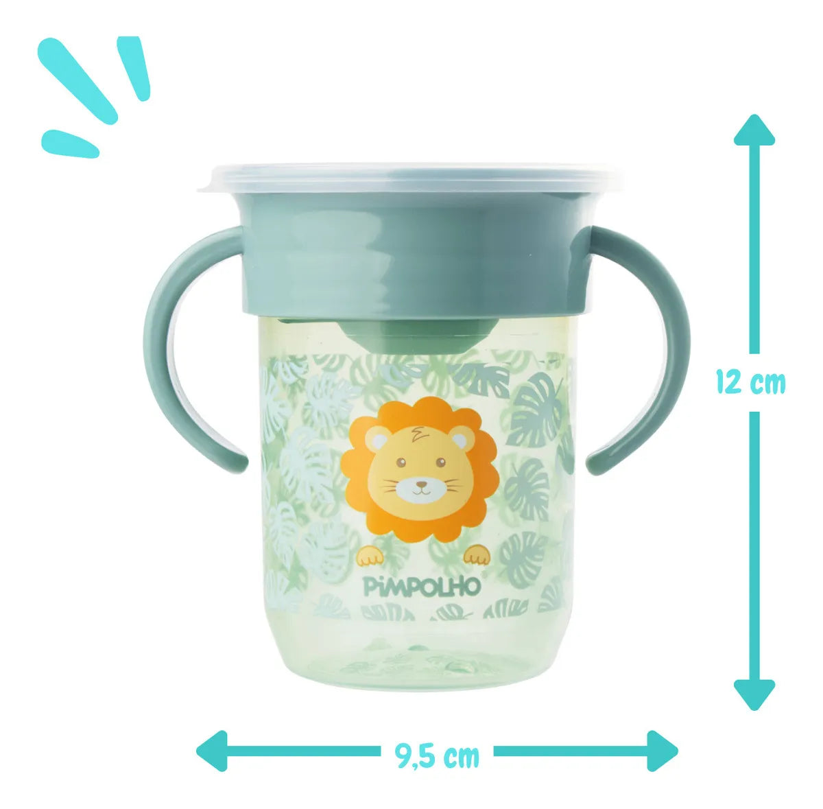 Copo Treinamento 360 Pimpolho Leao C/alca E Tampa +6 M - 240 Ml - Verde