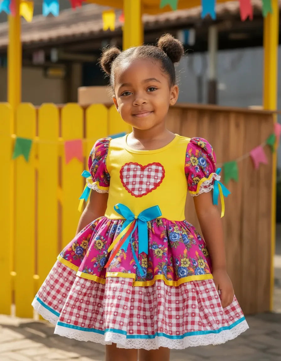 Vestido Caipira Xadrez para Festa Junina