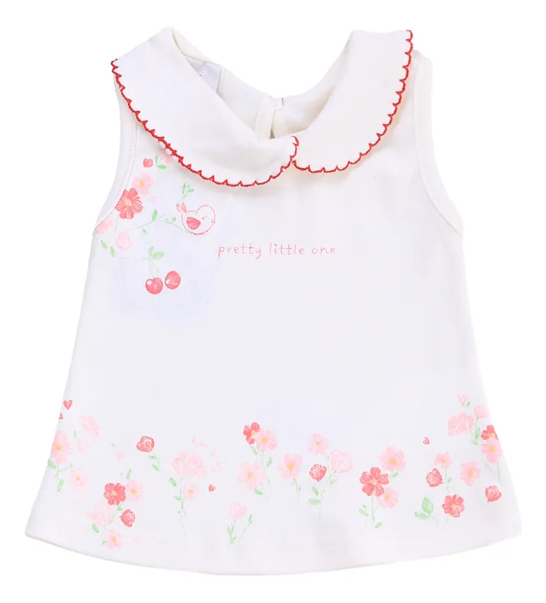 Conjunto Bebê Feminino Kiko Baby Pretty Little One - Regata Bordada com Cobre Fralda