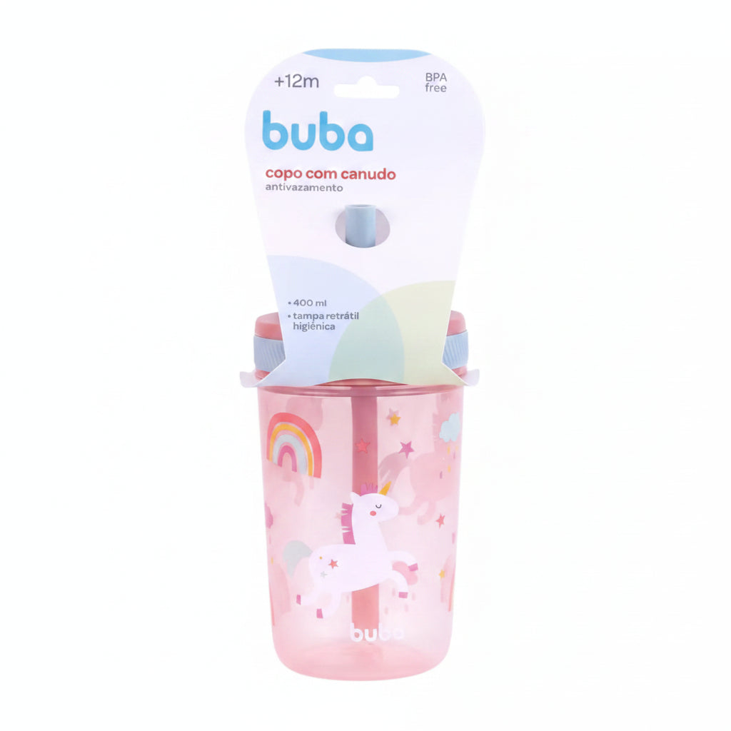 Copo Antivazamento Infantil Buba Magic com Canudo +12M Livre de BPA