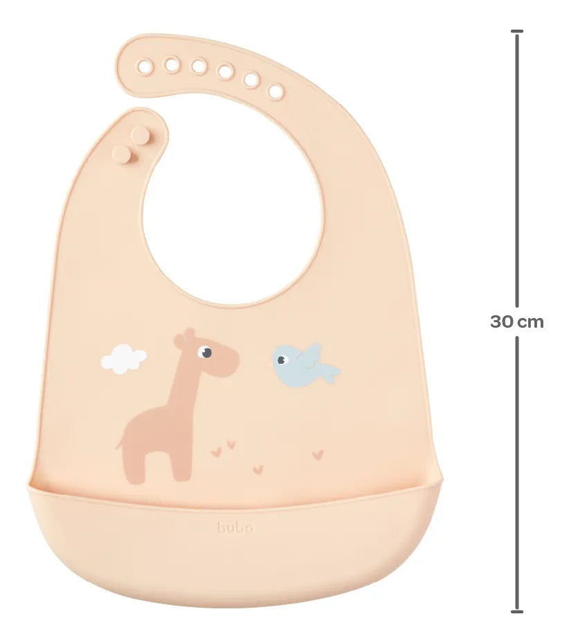 Babador Em Silicone Buba Com Pega Migalhas Cloudy +3 Meses